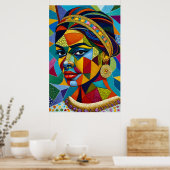 Poster Le visage d'une femme en mosaïque (Cuisine)