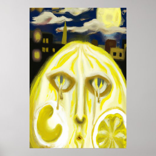 Poster Le visage en citron jaune en pleurs | AI Art Poste (Devant)