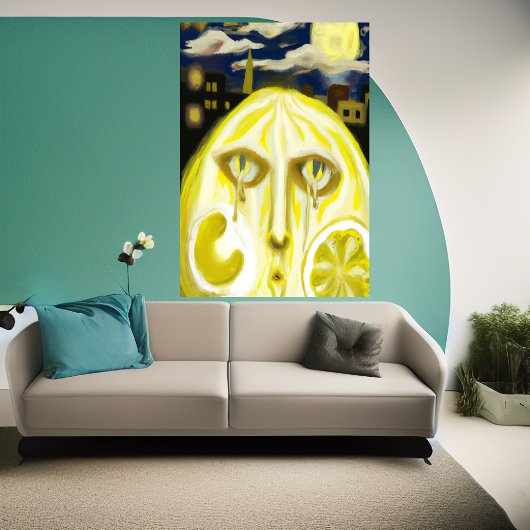 Poster Le visage en citron jaune en pleurs | AI Art Poste