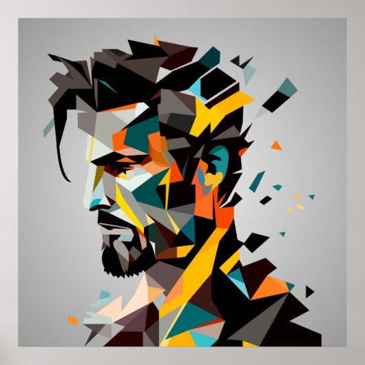 Poster Le visage humain dans le style abstrait (Devant)