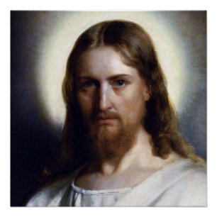 Poster Le visage saint de l'image de dévotion de Jésus