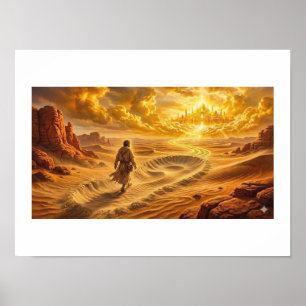 Poster Le voyage de la route désertique de la Terre promi