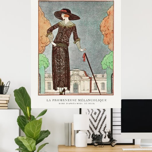 Poster Le Walker Melancholy par George Barbier (Bureau à domicile)