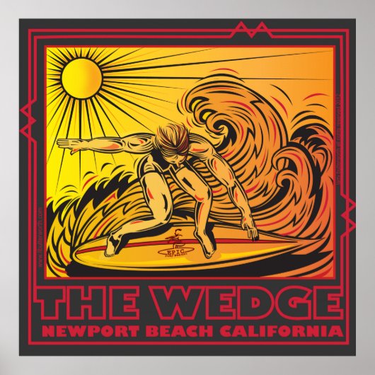 POSTER LE WEDGE NEWPORT BEACH CALIFORNIA SURF (Devant)