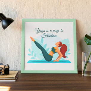 Poster Le yoga est un moyen de liberté - Yoga Art personn