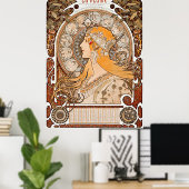 Poster Le Zodiaque d'Alphonse Maria Mucha ou La Plume (Bureau à domicile)