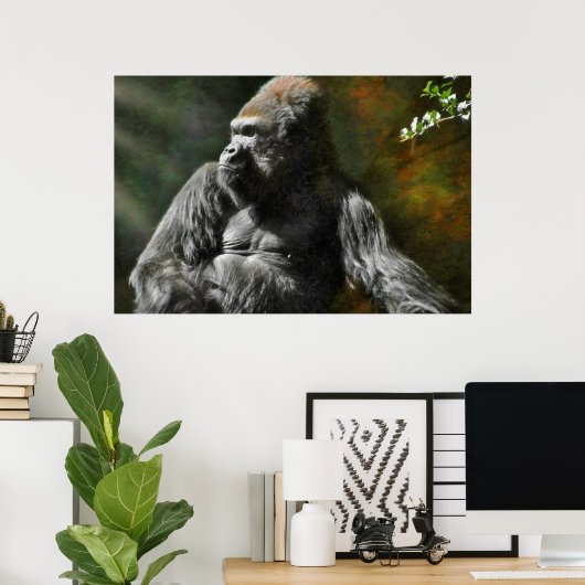 POSTER LEADER DE SILVERBACK GORILLA (Bureau à domicile)
