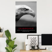 Poster Leadership de l'oeil de l'aigle noir et blanc (Bureau à domicile)