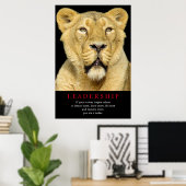 Poster Leadership motivationnel du lion féminin (Bureau à domicile)