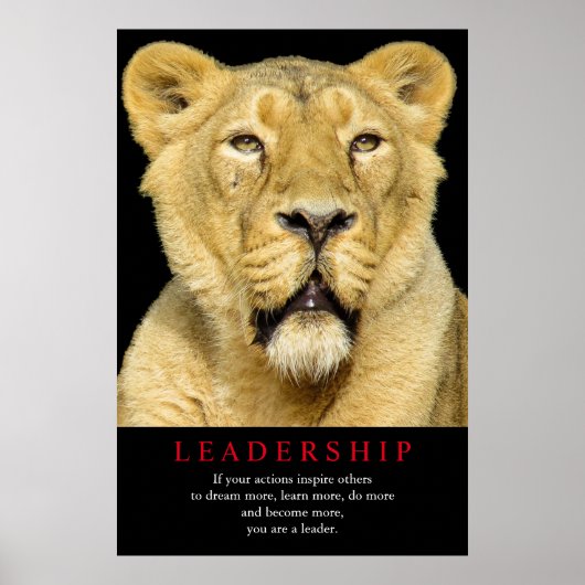 Poster Leadership motivationnel du lion féminin (Devant)