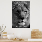 Poster Leadership motivationnel du lion noir et blanc (Cuisine)