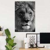 Poster Leadership motivationnel du lion noir et blanc (Bureau à domicile)