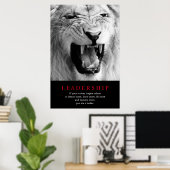 Poster Leadership motivationnel du lion noir et blanc (Bureau à domicile)