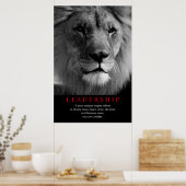 Poster Leadership motivationnel du lion noir et blanc (Cuisine)
