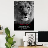 Poster Leadership motivationnel du lion noir et blanc (Bureau à domicile)