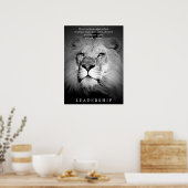 Poster Leadership motivationnel du lion noir et blanc (Cuisine)