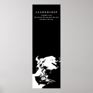 Poster Leadership motivationnel Femme Lion noir blanc