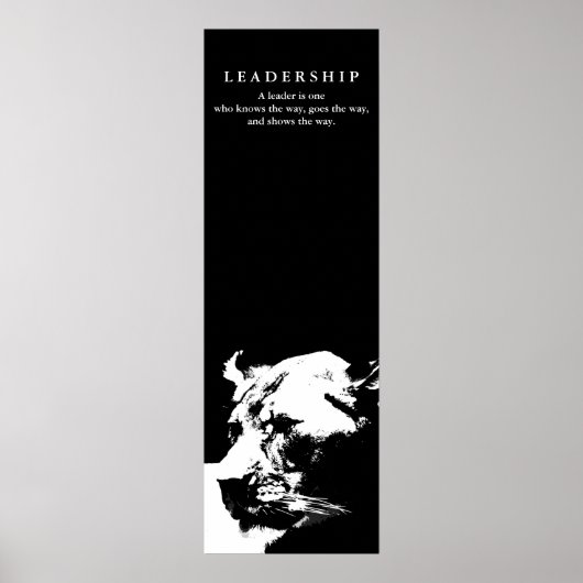 Poster Leadership motivationnel Femme Lion noir blanc (Devant)