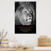 Poster Leadership motivationnel Lion noir blanc (Cuisine)