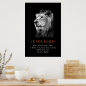 Poster Leadership motivationnel Lion noir blanc (Cuisine)