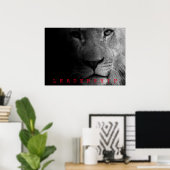 Poster Leadership motivationnel noir et blanc Roi Lion (Bureau à domicile)