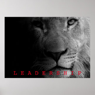 Poster Leadership motivationnel noir et blanc Roi Lion