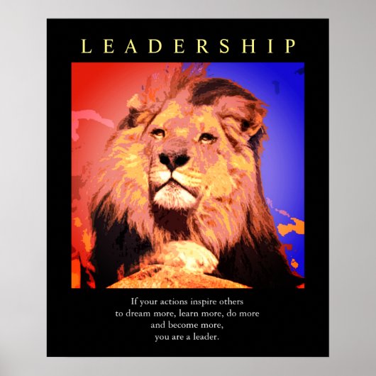 Poster Leadership Motivationnel tendance Lion Pop Art (Devant)
