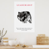 Poster Leadership motivationnel Wolf Noir et blanc (Cuisine)