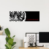 Poster Leadership noir et blanc Sumatran Borneo Tiger (Bureau à domicile)