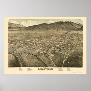 Poster Leadville, carte panoramique de Co - 1879