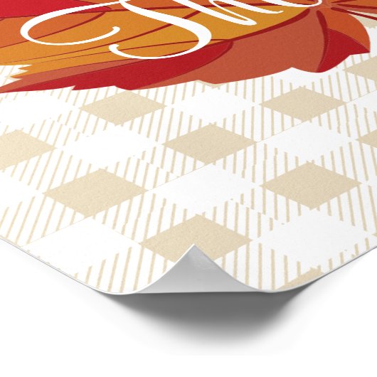 Poster Leaf de automne Merci White Plaid (Coin)