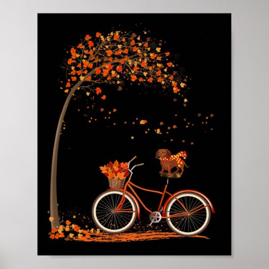 Poster Leaf de chien Automne Cyclisme d'automne amusant D (Devant)