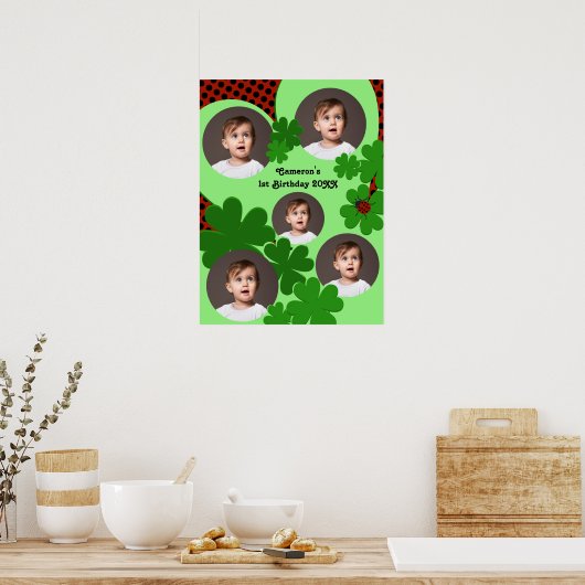 Poster Leaf de trèfle de Ladybug 1er anniversaire Collage (Cuisine)