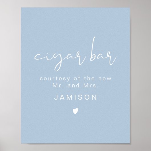 Poster LEAH Vibrant Pastel Dusty Blue Mariage Cigar Bar (Devant)
