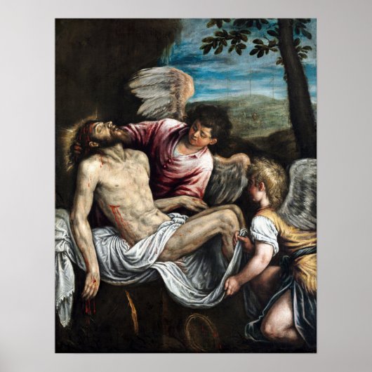 Poster Leandro Bassano Le Christ mort avec les anges (Devant)