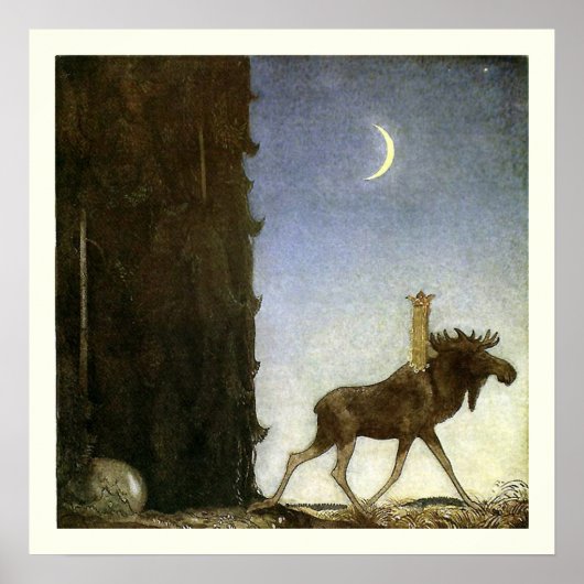 Poster Leap Elk and Princess Tuvstarr par John Bauer (Devant)