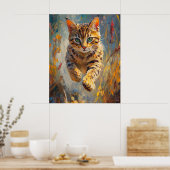 Poster  Leaping Bengal Cat Art (Cuisine)