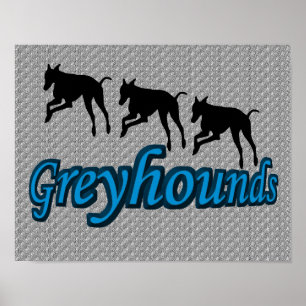 Poster Leaping Greyhound Silhouettes
