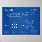 Poster Learjet 23 - Plan de dessin du plan directeur de l (Devant)