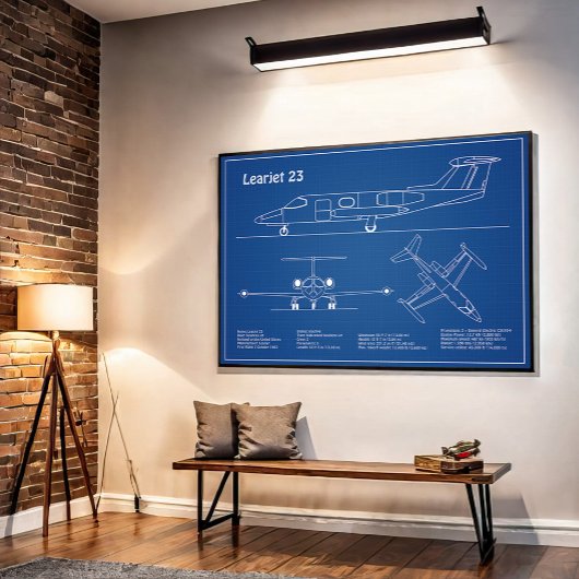 Poster Learjet 23 - Plan de dessin du plan directeur de l