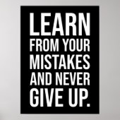 Poster Learn From Your Mistakes And Never Give Up (Devant)
