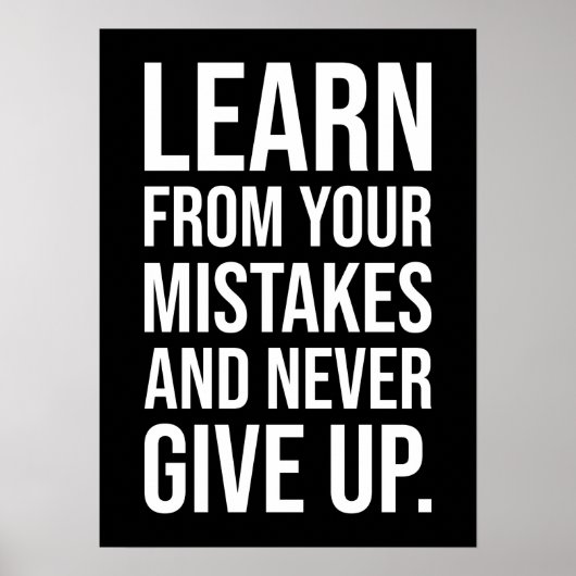 Poster Learn From Your Mistakes And Never Give Up (Devant)
