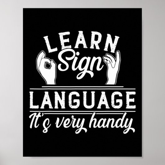 Poster Learn Sign Language Asl Teacher Deaf Awareness  (Devant)