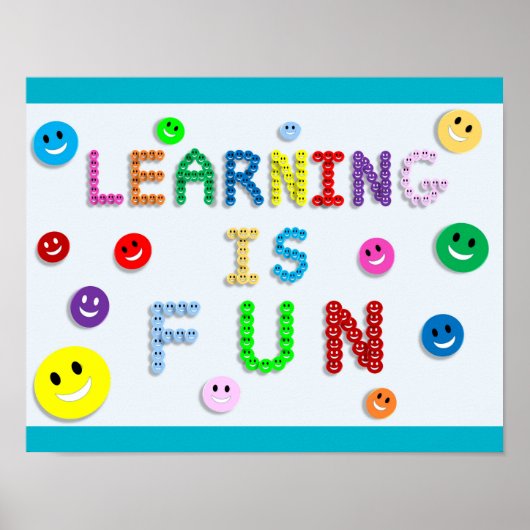 POSTER LEARNING IS FUN HAPPY FACES ÉCOLE D'ÉDUCATION (Devant)