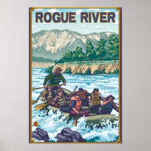 Poster L'eau blanche transportant par radeau - rivière