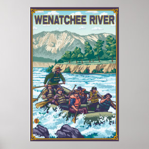 Poster L'eau blanche transportant par radeau - rivière de
