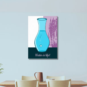 Poster L'Eau Carafe De Verre Bleu Est Vie !