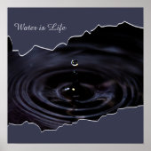 Poster L'Eau Est La Vie ! Photo de gouttelettes d'eau (Devant)