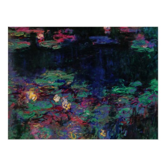 Poster L'EAU MENSONGE VERT ÉTANG Claude Monet Flore foncé (Devant)