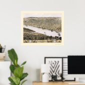 Poster Leavenworth, KS Carte panoramique - 1869 (Bureau à domicile)